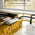USB C Splitter with 100W Fast Charging Dual USB C Headphone and Charger Adapter Dongle for iPhone 16/15 Series iPad MacBook Galaxy S24/S23