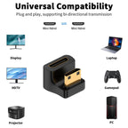 Mini HDMI-Compatible Male to Female Adapter Up & Down Angle – 8K@60Hz 4K@120Hz 48Gbps LED Indicator for Camera Camcorder