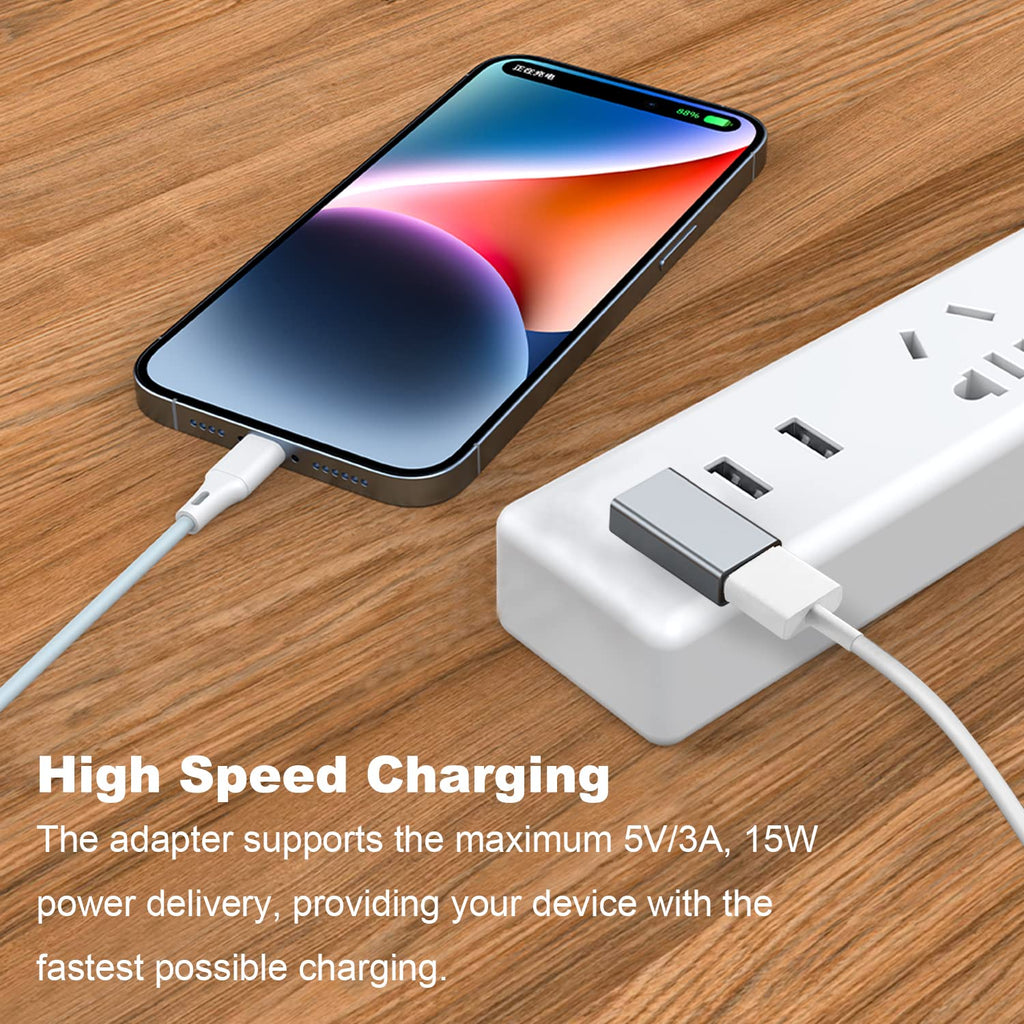 90 Degree USB-A Male to Female Adapter Left & Right Angle – USB 3.0 5Gbps 15W Charging Aluminum for PC Laptop Charger Power Bank
