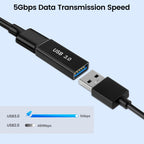USB 3.0 Female to Female Adapter Coupler – Connect Two USB-A Male Cables Extension Connector Compatible with PC Laptop Power Bank