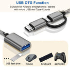 2-in-1 USB C/Micro USB to USB Adapter USB to USB C OTG Adapter Cable Compatible with Samsung Galaxy S21 S22 S23 Note 20/10 A53 Google Pixel and More Android Devices