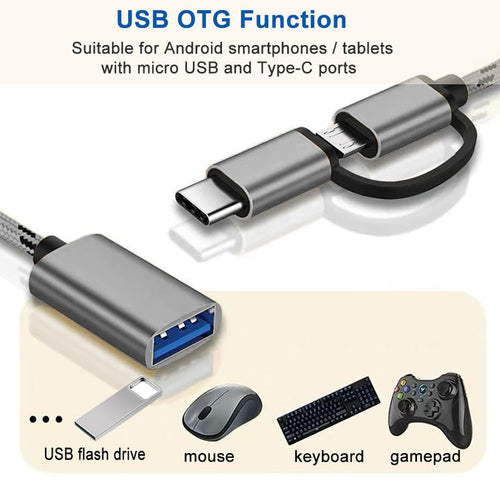 2-in-1 USB C/Micro USB to USB Adapter USB to USB C OTG Adapter Cable Compatible with Samsung Galaxy S21 S22 S23 Note 20/10 A53 Google Pixel and More Android Devices