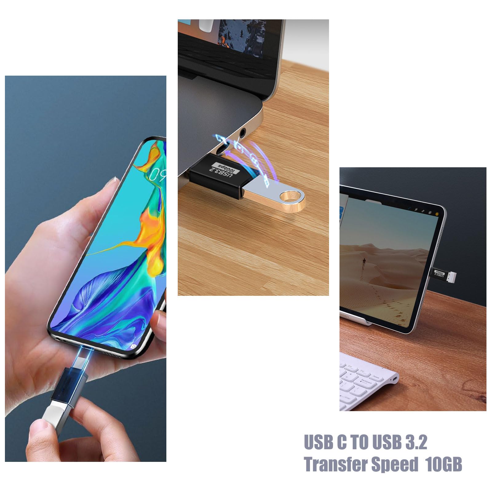 USB3.1 to USB C Adapter USB Type C Male to USB 3.1 Female OTG Converter Usbc to USB Adapter for iPhone 15 Pro Max Plus MacBook Pro Air Samsung Galaxy ipad
