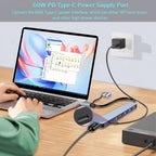 7-in-1 USB Hub Dual Plug USB-A & USB-C – 1×USB 3.0 + 4×USB 2.0 + 2×USB-C Aluminum for MacBook Pro Air iMac Laptop PC PS4
