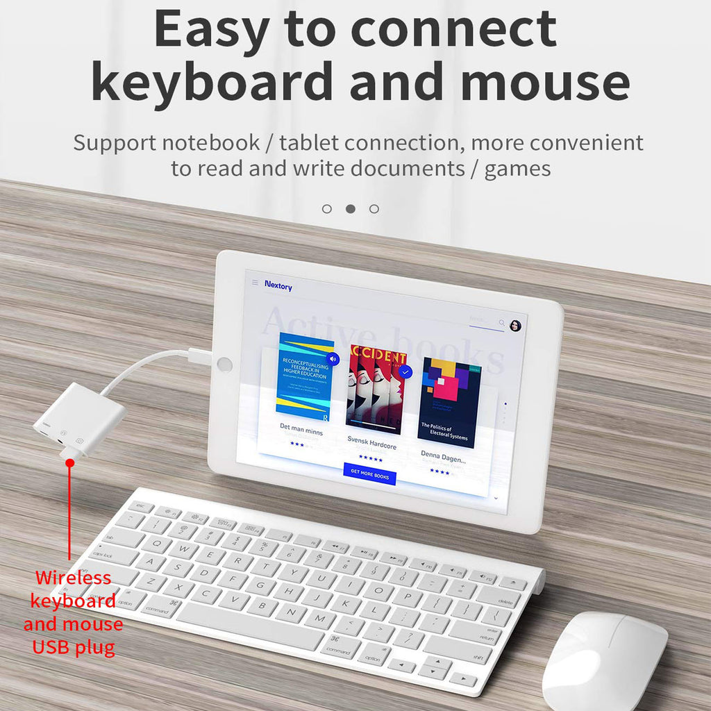 3-in-1 Lightning-Compatible to USB-A OTG + 3.5mm Audio + Charging Adapter – Headphone Jack Splitter for iPhone iPad iOS 9.2–13+