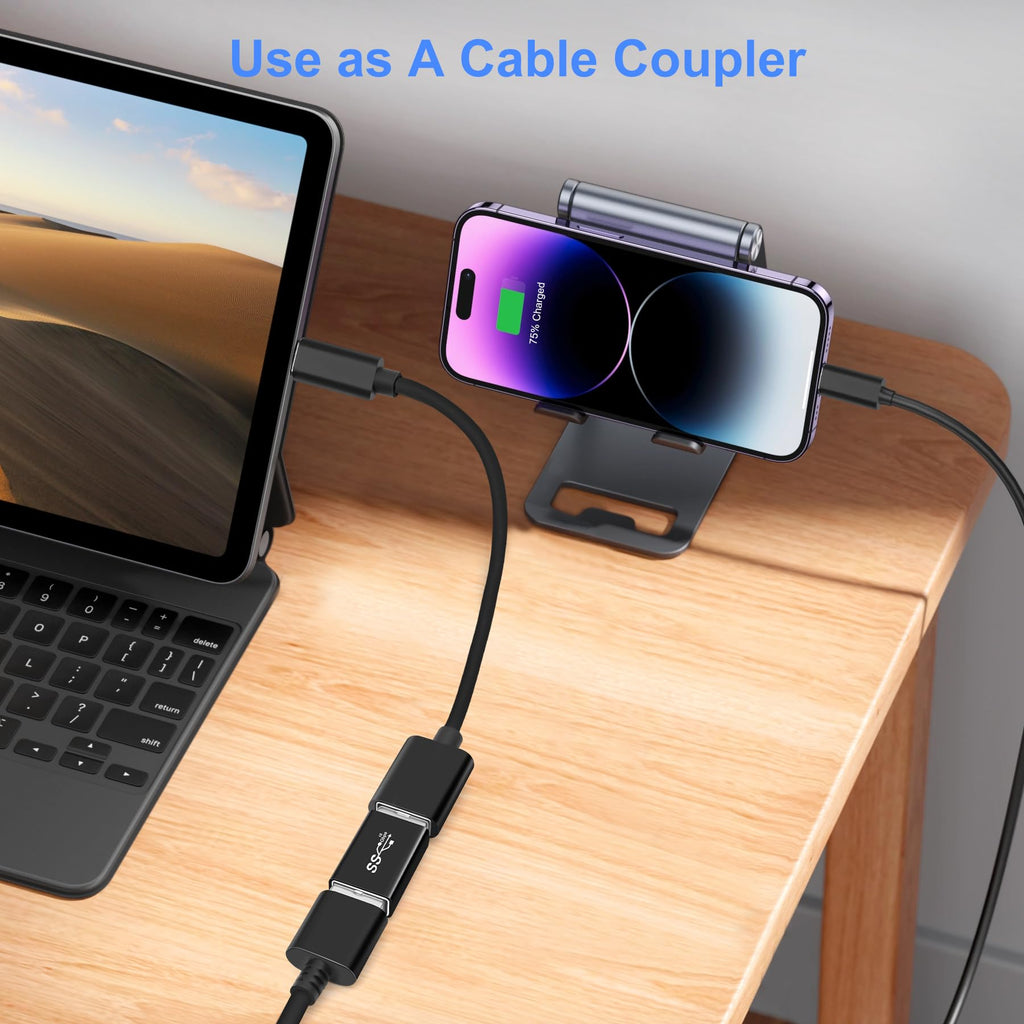 USB 3.0 Male to Female Extension Adapter USB-A Extender Connector Compatible with PC Laptop Flash Drive Wireless Mouse Keyboard