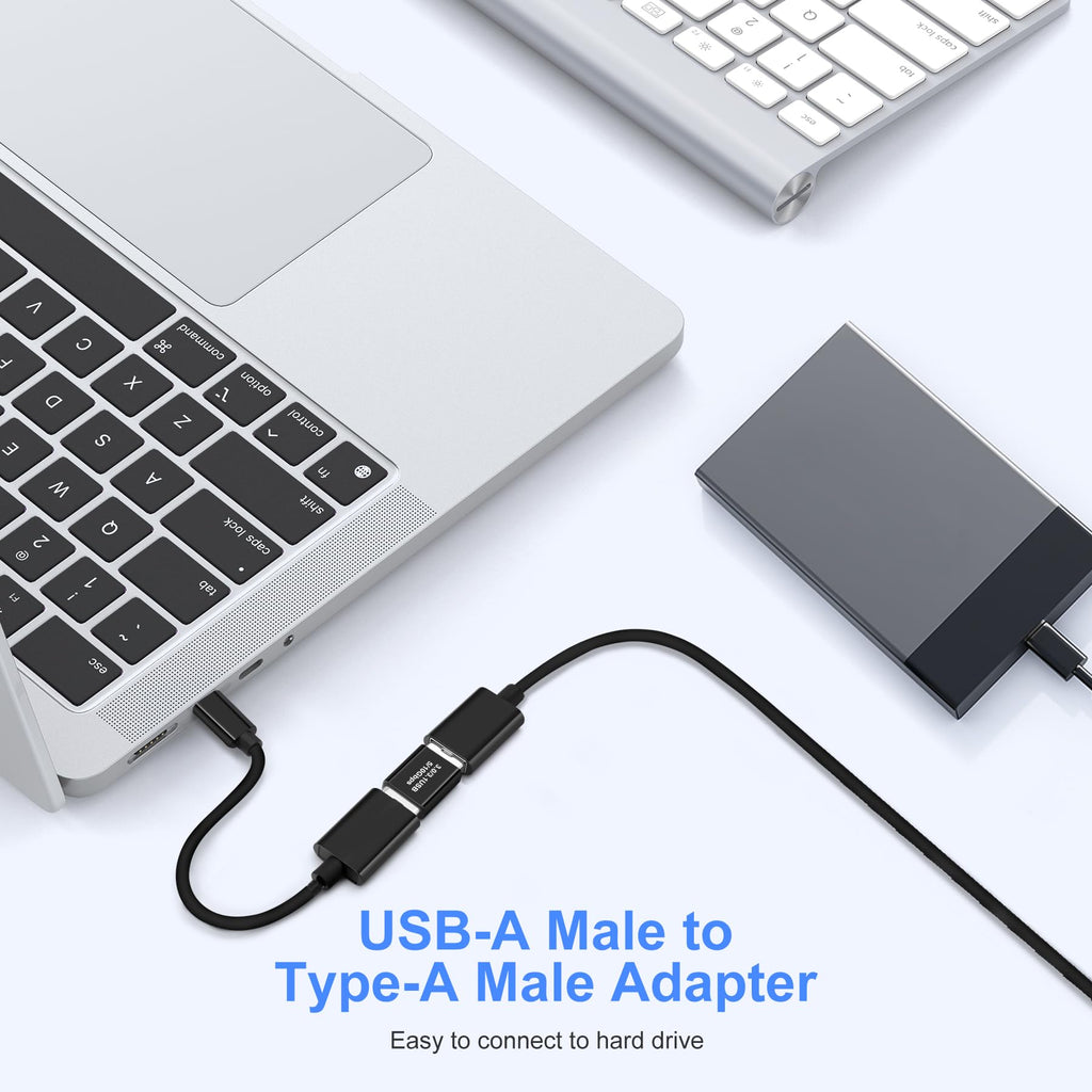 USB 3.0 Male to Male Adapter USB-A to USB-A Coupler Extension Connector Compatible with PC Laptop Webcam Hard Drive