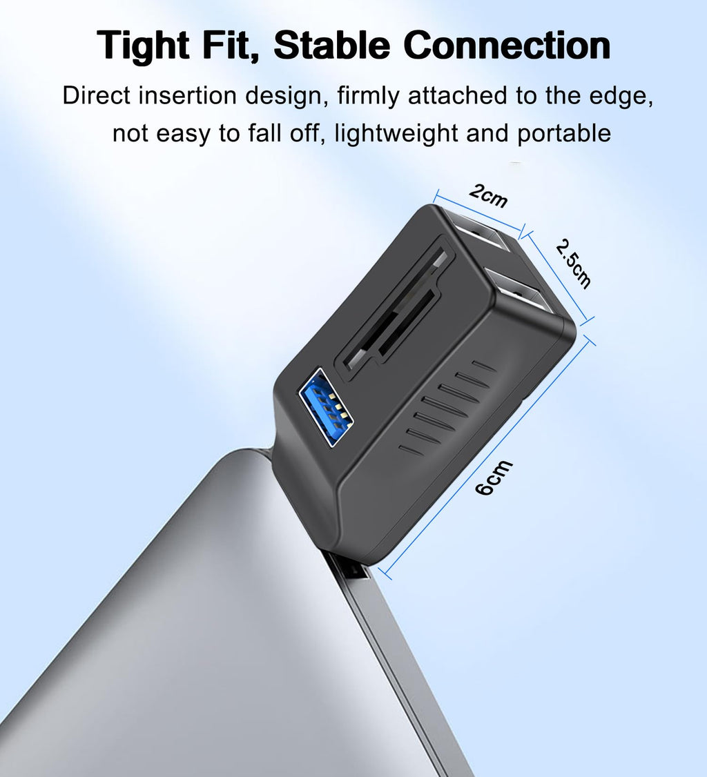 5-in-1 USB 3.0 Hub with SD/TF Card Reader – 1×USB 3.0 + 2×USB 2.0 Ports Portable USB Splitter for Laptop PC Camera Dash Cam