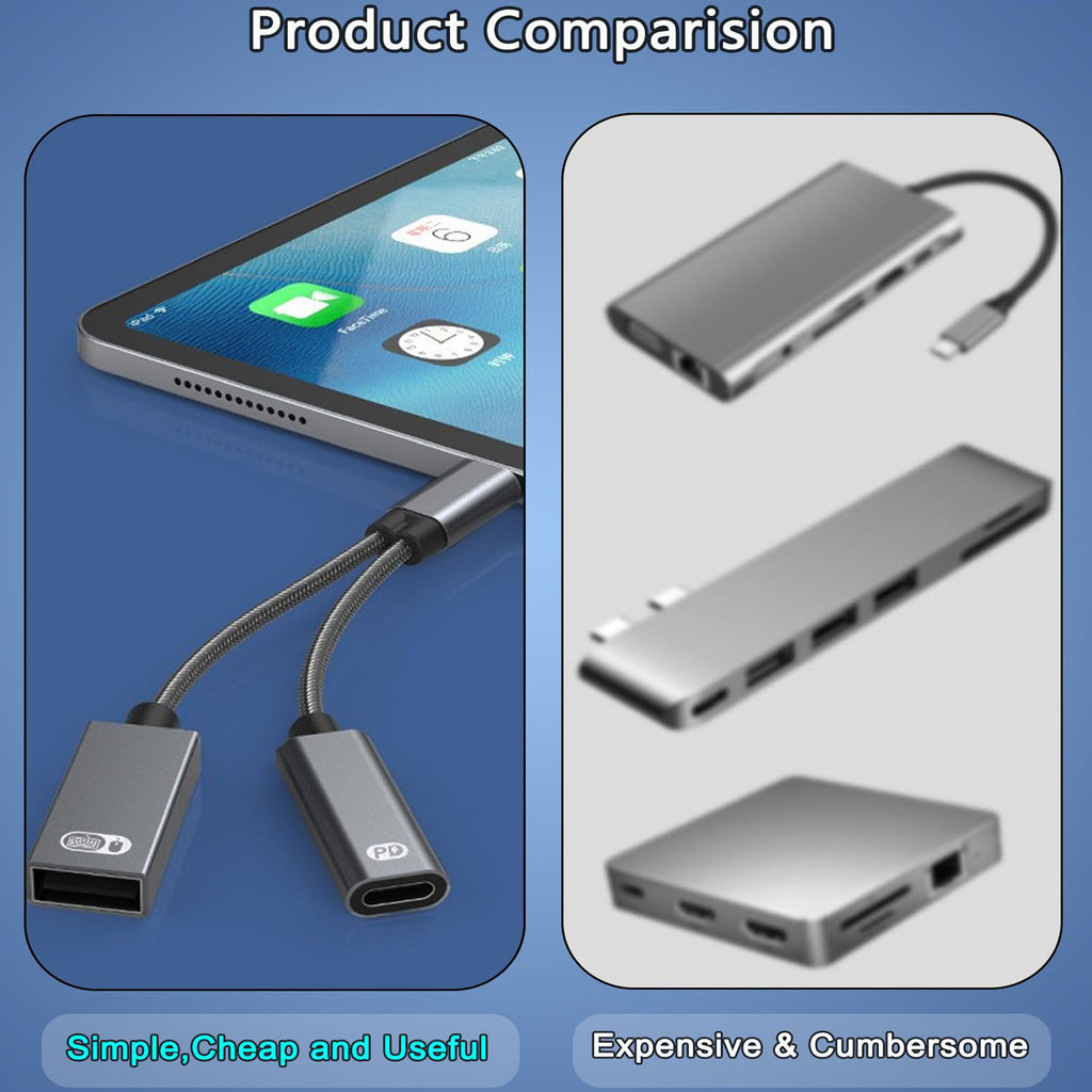 2-in-1 USB C OTG Adapter 60W PD Charging + USB 3.0 Port – Compatible with iPhone 15, MacBook Pro, Samsung Galaxy