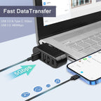 4-Port USB C Hub 90°/180° Degree Rotatable USB C Adapter Splitter with PD-in 5W Port USB Extender for MacBook iMac Surface and More C Port Laptop Not for Car