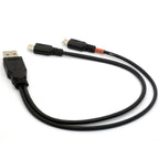 USB 2.0 A to Dual Micro USB Y Splitter Cable – Charge and Sync 2 Devices Simultaneously Compatible with Android Samsung PS4 Hard Drive