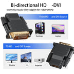 DVI-D 24+1 Male to HDMI-Compatible Female Adapter Bidirectional – 1080P@60Hz 24K Gold-Plated for PC Monitor Projector TV Gaming Console