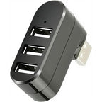 3-Port USB 2.0 Hub 90°/180° Rotatable Connector – Compact Portable USB Splitter 480Mbps for PC Laptop Notebook Mac