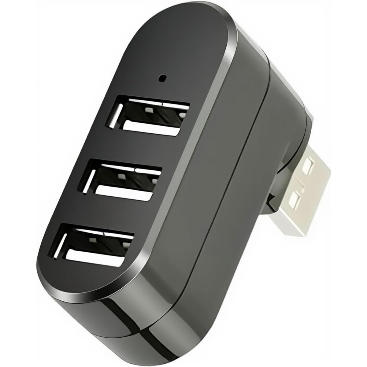3-Port USB 2.0 Hub 90°/180° Rotatable Connector – Compact Portable USB Splitter 480Mbps for PC Laptop Notebook Mac