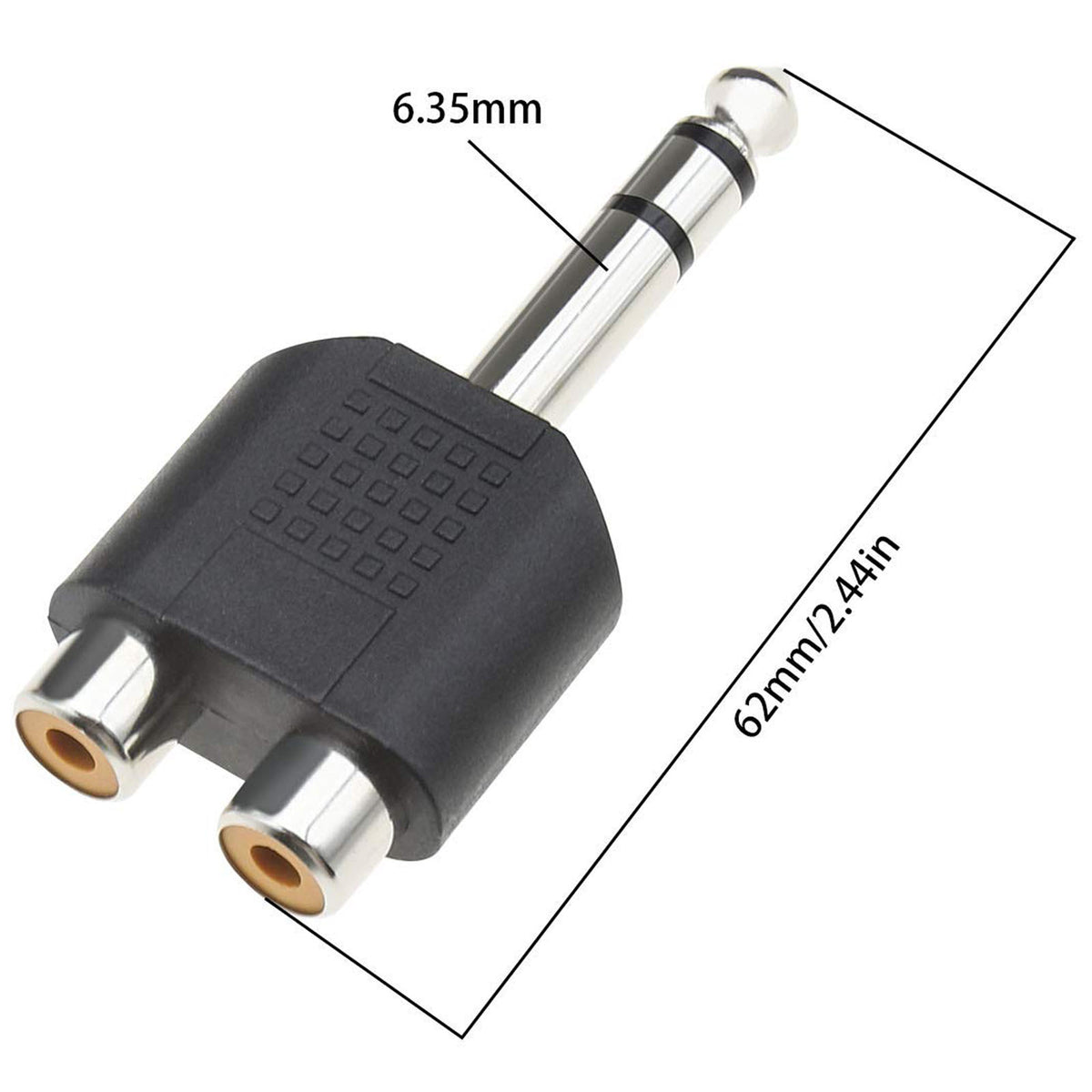 6.35mm (1/4 Inch) Stereo TRS Male to Dual RCA Female Adapter – Audio Splitter for Home Theater Amplifier DJ Mixer Speaker