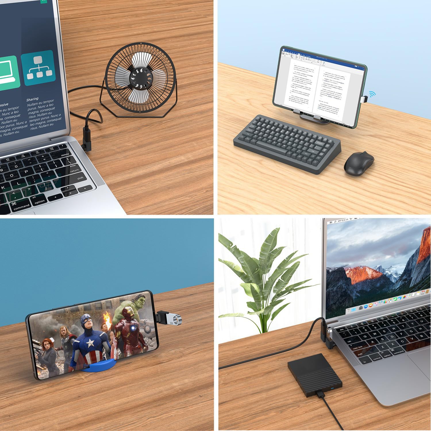 90 Degree USB C to USB Adapter Up and Down Angle USB C Male to USB 3.0 Female Connector Converter Compatible for MacBook Pro Air Laptop and More Type C Devices