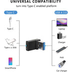 90 Degree USB-A to USB-C Adapter Right Angle – USB 3.2 10Gbps USB-A Male to USB-C Female Converter for Laptop PC Charger Hub