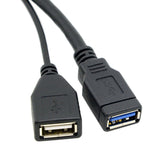 USB 3.0 Y Cable 1 Male to Dual Female Splitter – USB 3.0 Data & Power + USB 2.0 Power for 2.5" Portable Hard Drive 30cm