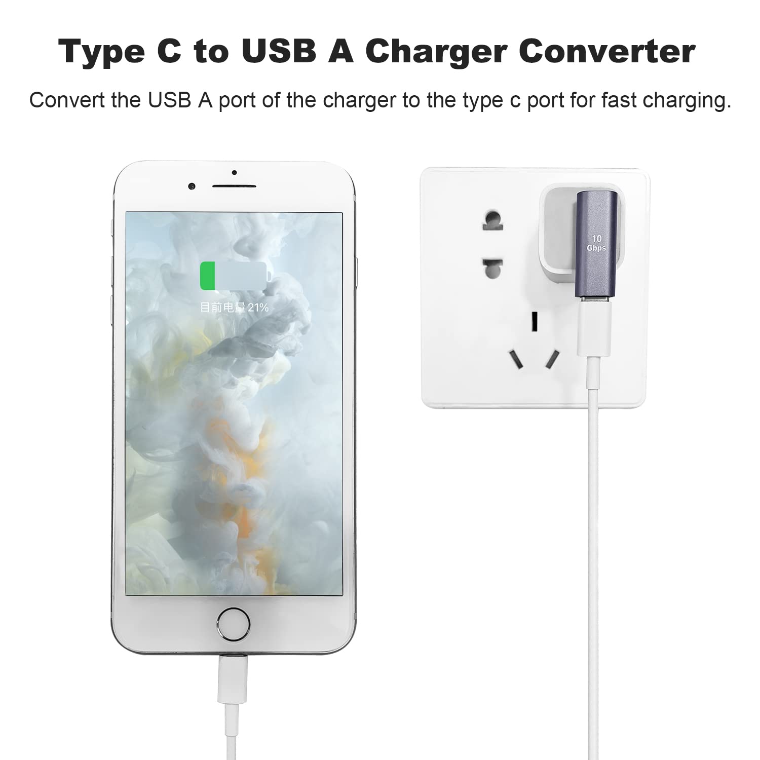 90 Degree USB C Female to USB Male Adapter Left and Right Angle Type C to USB A Charger Converter for iPhone Apple iWatch Watch Airpods iPad Air Mini and More