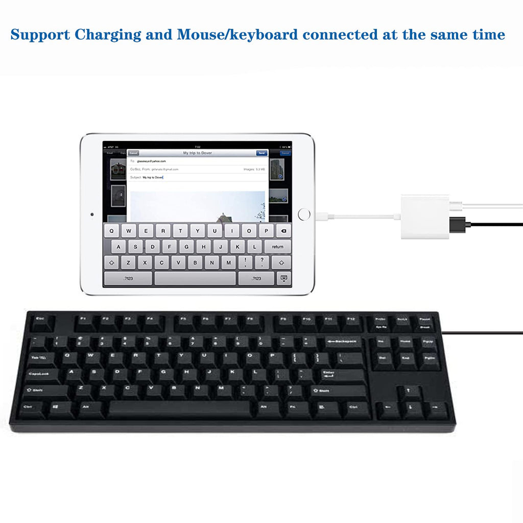Lightning-Compatible to USB 3.0 OTG Adapter with Charging Port – 5Gbps File Transfer for iPhone iPad Camera Card Reader Flash Drive Keyboard