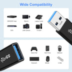 USB 3.0 Male to Female Extension Adapter USB-A Extender Connector Compatible with PC Laptop Flash Drive Wireless Mouse Keyboard