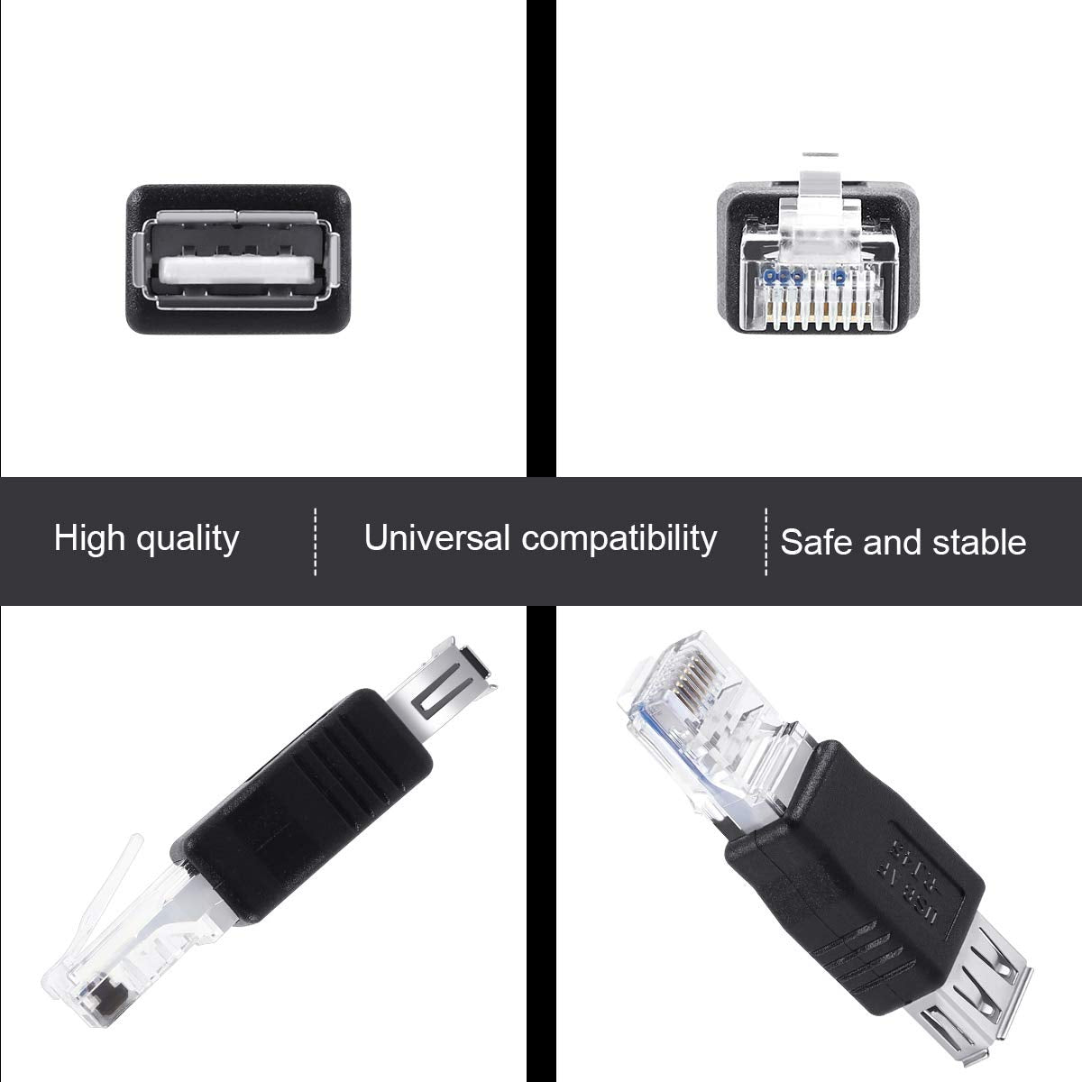 USB-A 2.0 Female to RJ45 Male Adapter – USB to Ethernet Plug Converter for ADSL Modem Router PoE Switch (Not a USB Network Card)