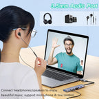 8-in-1 USB Hub Dual Plug USB-A & USB-C – USB 3.0 + USB 2.0 + SD/TF Card Reader + 3.5mm Audio Jack Aluminum for MacBook Laptop PC