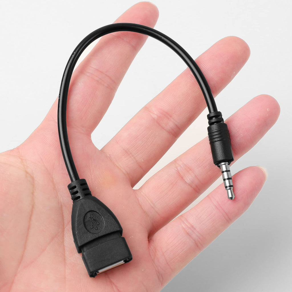 USB 2.0 Female to 3.5mm Male AUX Audio Cable 20cm – For Car GPS CD DVD AUX Port U-Disk Music Playback (Not a Headphone or Charging Adapter)