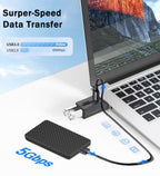 5-in-1 USB 3.0 Hub with SD/TF Card Reader – 1×USB 3.0 + 2×USB 2.0 Ports Portable USB Splitter for Laptop PC Camera Dash Cam