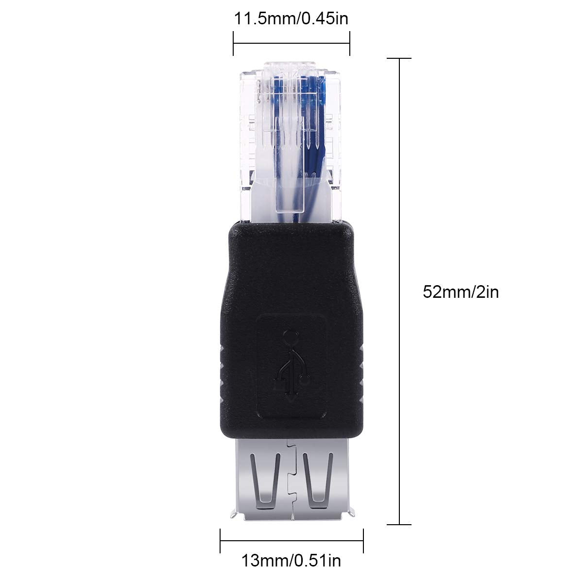USB-A 2.0 Female to RJ45 Male Adapter – USB to Ethernet Plug Converter for ADSL Modem Router PoE Switch (Not a USB Network Card)