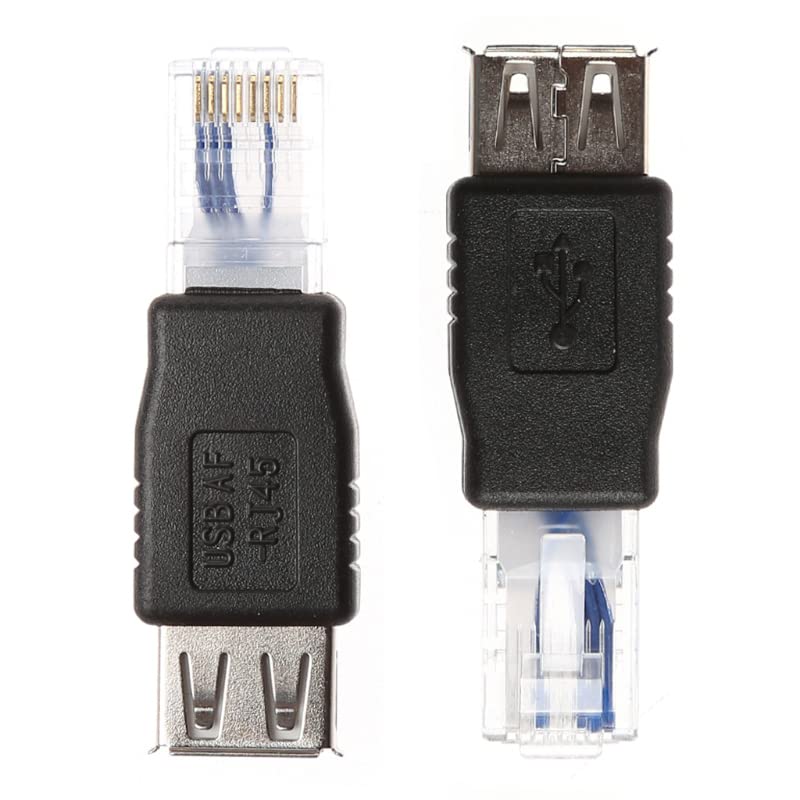 USB-A 2.0 Female to RJ45 Male Adapter Pack of 2 – USB to Ethernet Converter for ADSL Modem Router Surveillance Camera (Not a Network Card)