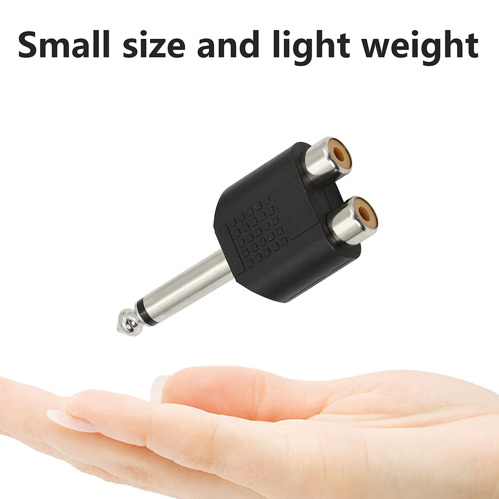 6.35mm (1/4 Inch) Mono Male to Dual RCA Female Adapter – TS Plug to RCA Jack Splitter for Guitar Amplifier Mixer Speaker
