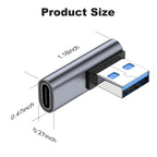 90 Degree USB C Female to USB Male Adapter Left Angle Type C to USB A Charger Converter for iPhone Apple iWatch Watch Airpods iPad Air Mini and More