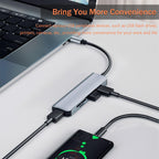 5-in-1 USB Hub Dual Plug USB-A & USB-C – 1×USB 3.0 + 2×USB 2.0 + SD/TF Card Reader Aluminum for MacBook Laptop PC iPad