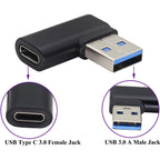 90 Degree USB C Female to USB 3.0 Male Adapter Right Angle USB Type C to USB 3.0 A Converter On The Go(OTG) for PC Laptops Power Banks Chargers More USB and Type-C Devices
