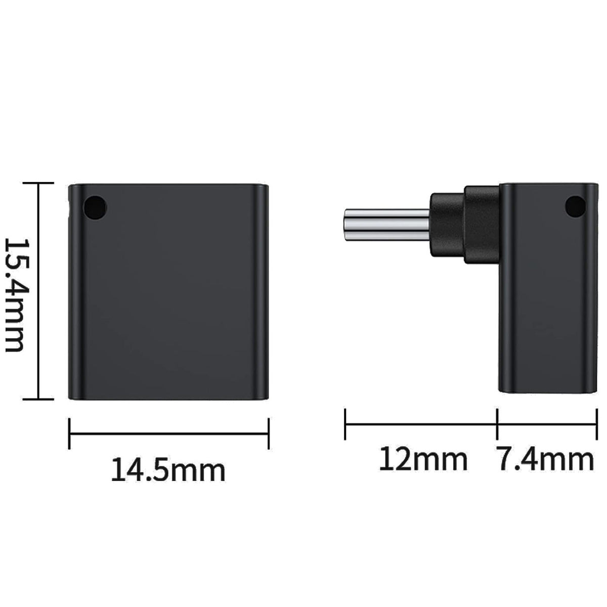 USB-C Male to USB-A Female Adapter 90° Up-Down Angle – USB 3.0 5Gbps 15W Aluminum Alloy with Lanyard Hole for USB-C Devices