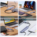7-in-1 USB Hub Dual Plug USB-A & USB-C – 1×USB 3.0 + 4×USB 2.0 + 2×USB-C Aluminum for MacBook Pro Air iMac Laptop PC PS4