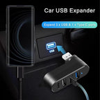 4-Port USB Hub 180° Rotatable – USB 3.0 + USB 2.0 + USB-C Power Input Plug and Play for USB-A Devices Black White Orange Blue