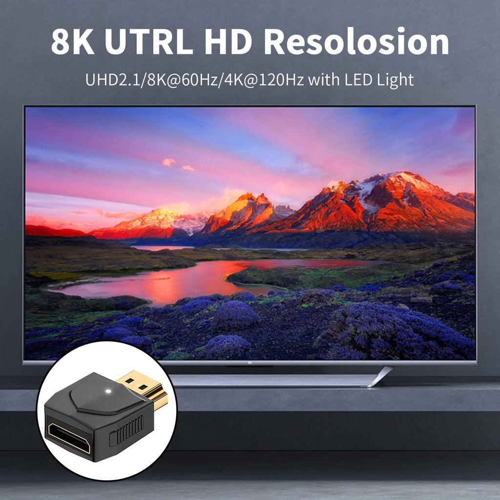 HDMI-Compatible Male to Mini HDMI-Compatible Female Adapter – 8K@60Hz 4K@120Hz 48Gbps LED for Camera Laptop Monitor TV