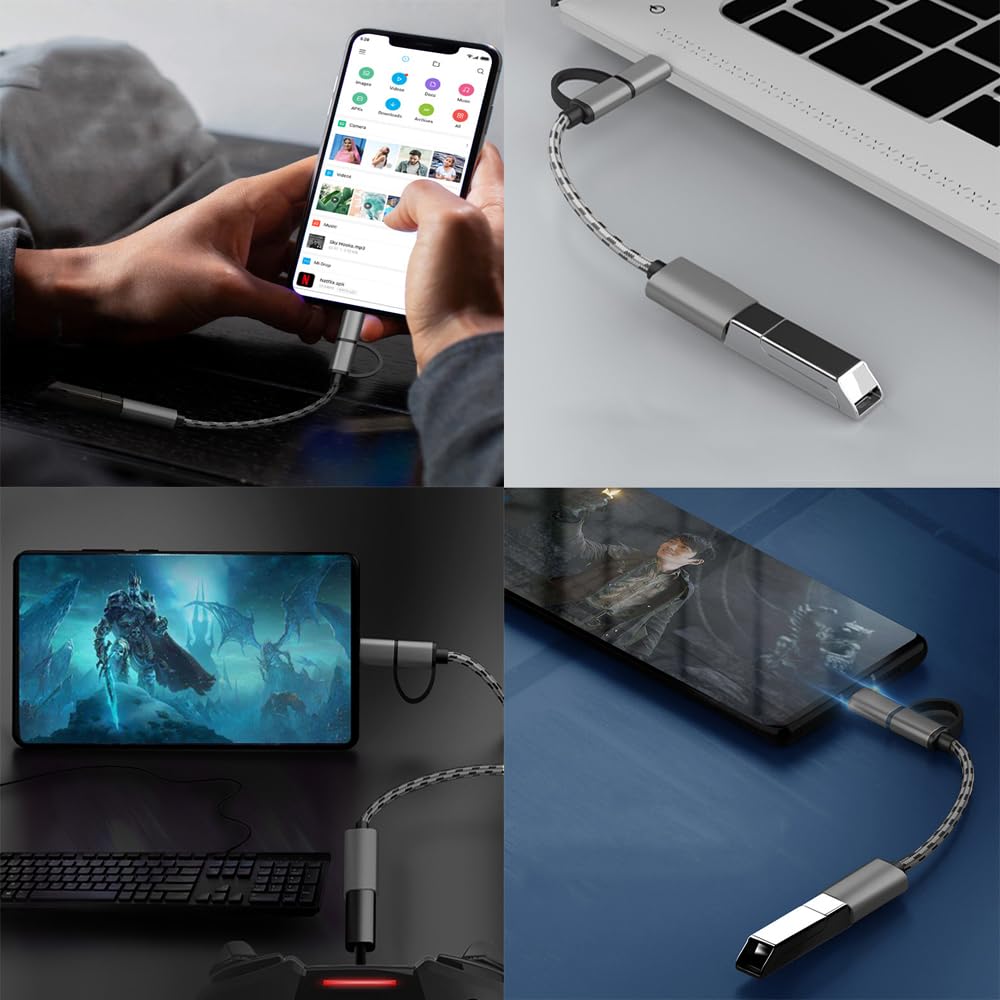 2-in-1 USB C/Micro USB to USB Adapter USB to USB C OTG Adapter Cable Compatible with Samsung Galaxy S21 S22 S23 Note 20/10 A53 Google Pixel and More Android Devices