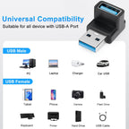 USB 3.1 90 Degree Up/Down Angle Adapter USB-A Male to USB-A Female Right Angle Coupler – Compatible with PC Laptop USB Hub
