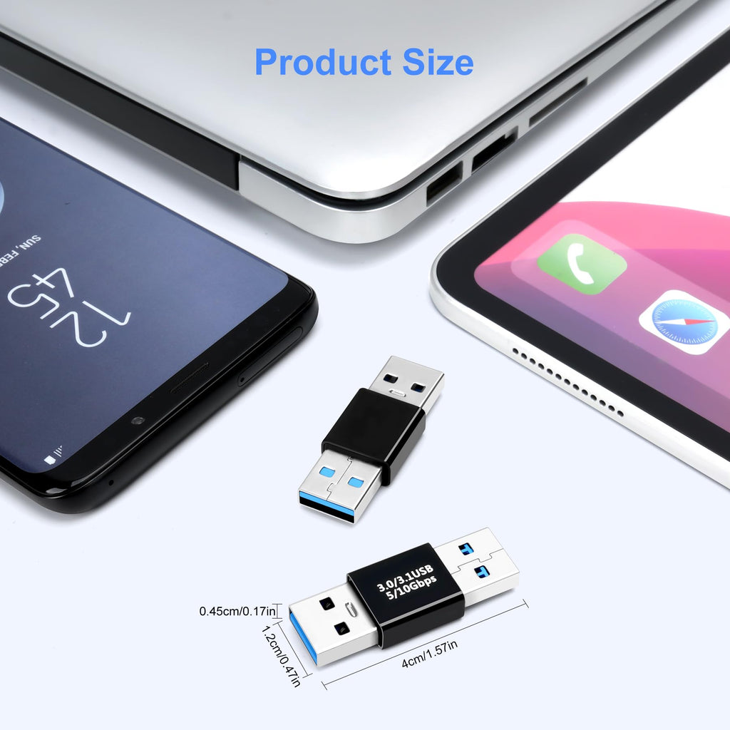 USB 3.0 Male to Male Adapter USB-A to USB-A Coupler Extension Connector Compatible with PC Laptop Webcam Hard Drive