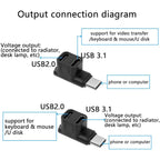 USB Type C Splitter 1 to 2 Ports Supports 10Gbps Data Transfer 4K@60Hz Video Output Easy to Carry