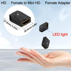 HDMI-Compatible Female to Mini HDMI-Compatible Female Coupler – 8K@60Hz 4K@120Hz 48Gbps Dual LED for Camera Monitor Projector