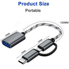 2-in-1 USB C/Micro USB to USB Adapter USB to USB C OTG Adapter Cable Compatible with Samsung Galaxy S21 S22 S23 Note 20/10 A53 Google Pixel and More Android Devices