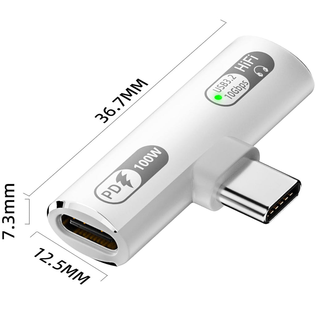 USB C Splitter with 100W Fast Charging Dual USB C Headphone and Charger Adapter Dongle for iPhone 16/15 Series iPad MacBook Galaxy S24/S23