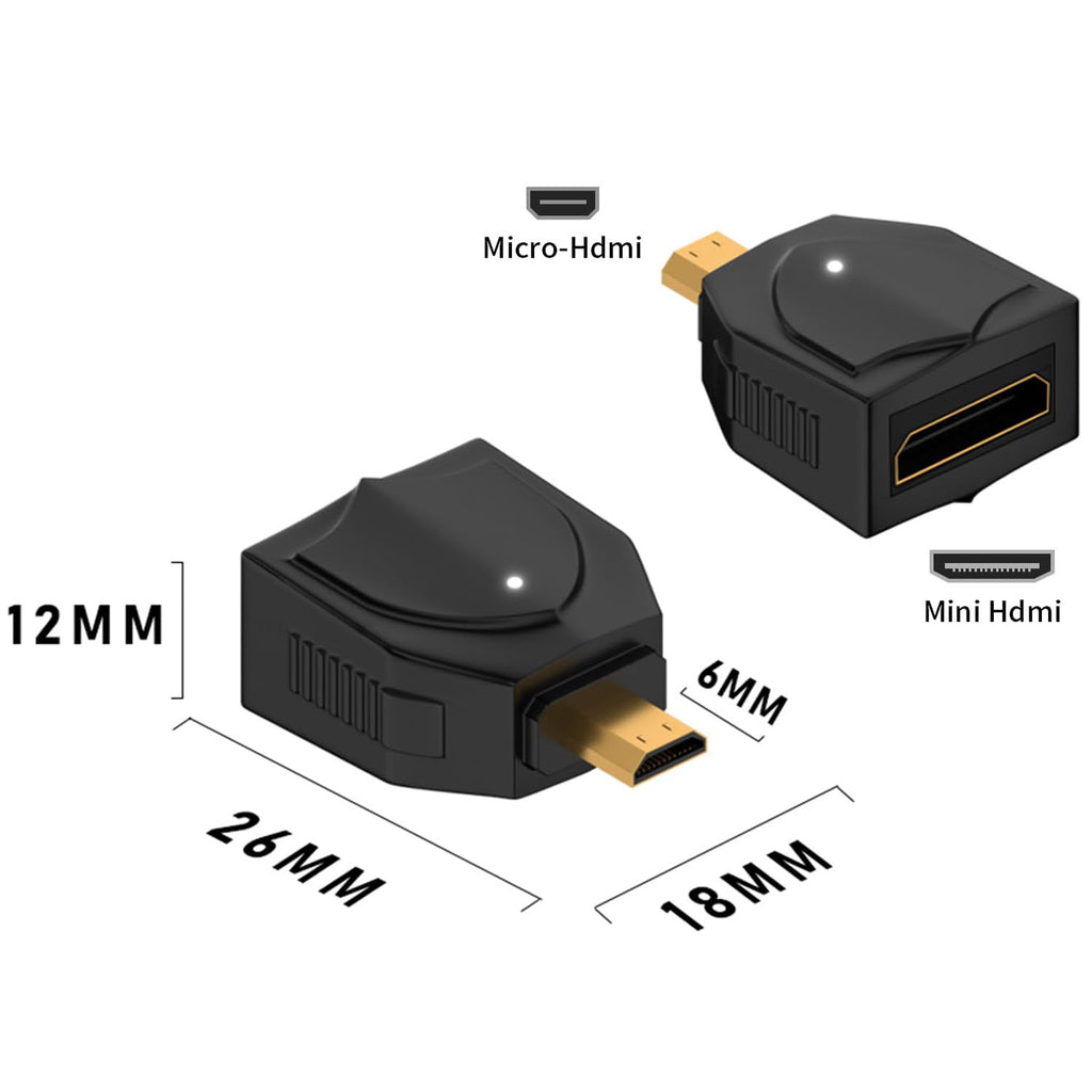 Micro HDMI-Compatible Male to Mini HDMI-Compatible Female Adapter – 8K@60Hz 4K@120Hz 48Gbps LED for Camera Laptop Monitor