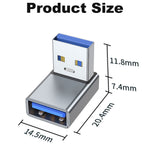 90 Degree USB-A Male to Female Adapter Up & Down Right Angle – USB 3.0 5Gbps 15W Charging Aluminum for PC Laptop Charger Power Bank