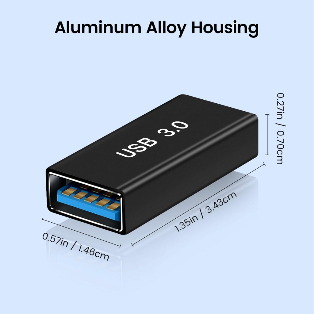 USB 3.0 Female to Female Adapter Coupler – Connect Two USB-A Male Cables Extension Connector Compatible with PC Laptop Power Bank