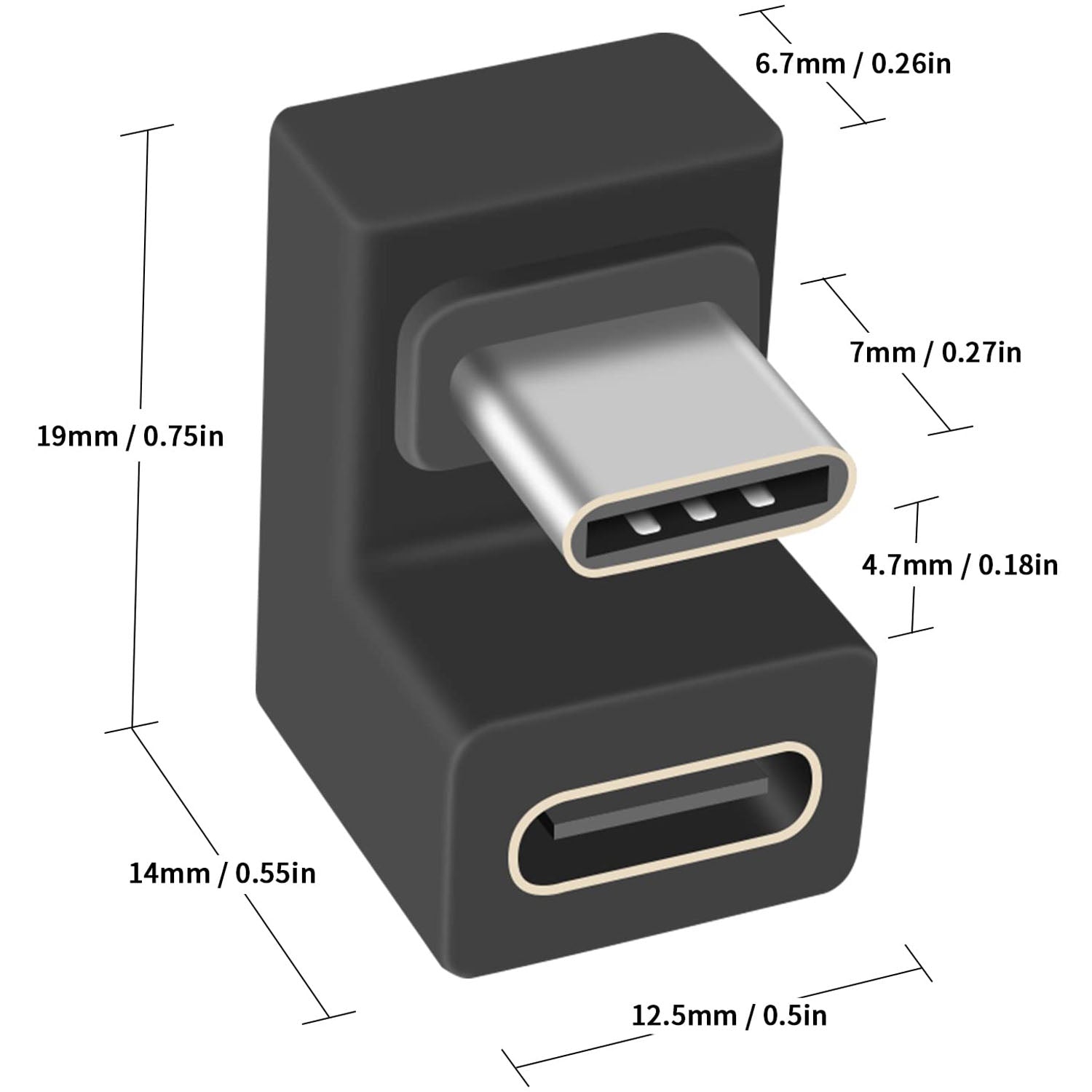 USB C U Shape Adapter USB C 180 Degree Adapter 10Gbps USBC to USBC Extension Adapter with (Type-C 3.1 Gen 2) Data Fast Charging Connector for Mobile Phone Laptop Galaxy